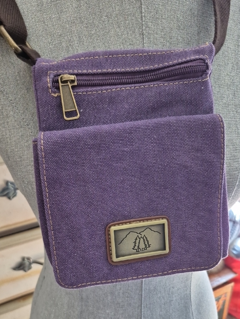 Unbranded Purple Canvas Crossbody with Front Flap